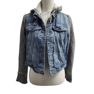 Free People jean sweatshirt hoodie crop gray stretch medium